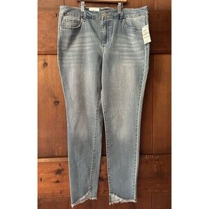 Style and Company Mid-Rise Ankle Jeans with Frayed Hem  - Size 12 - New